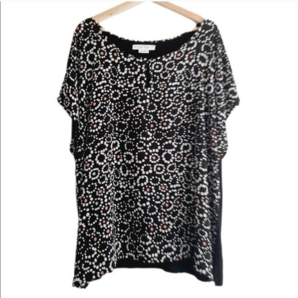 IN EVERY STORY Penningtons Floral Abstract Light Blouse Drop Shoulder Top Sz 2XL - Picture 2 of 11